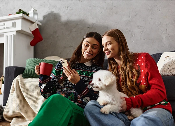 Young women looking at phone
