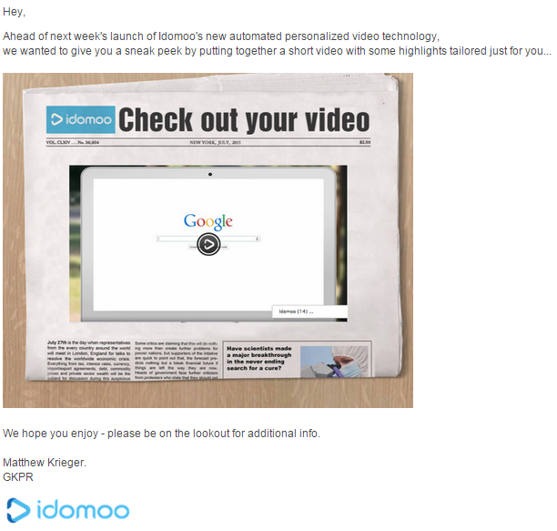 personalized video email