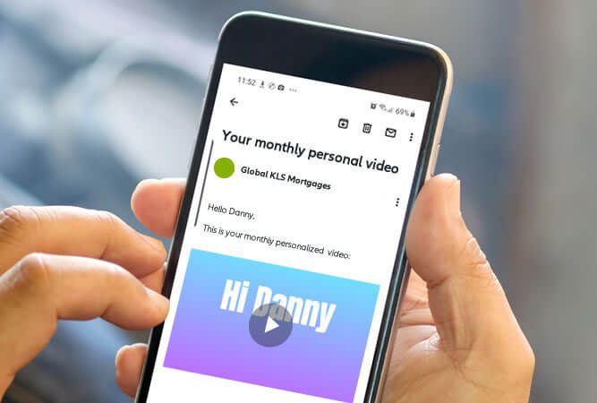 Personalized video email marketing shown on mobile phone